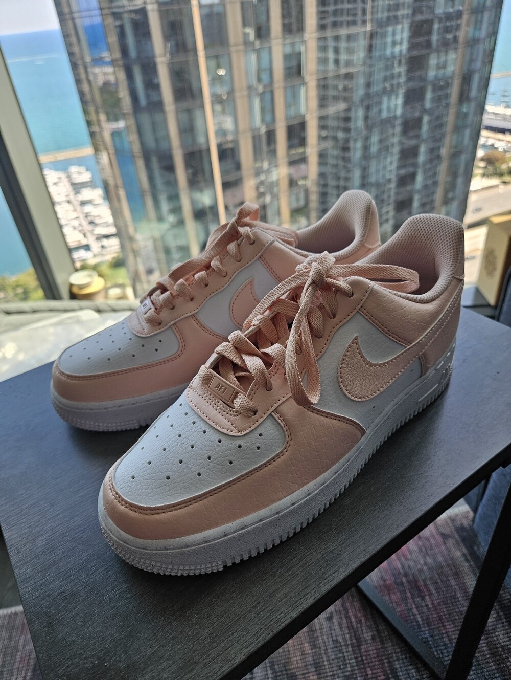 Nike Air Force 1 Women's Low-Top Sneakers in Blush Pink and White